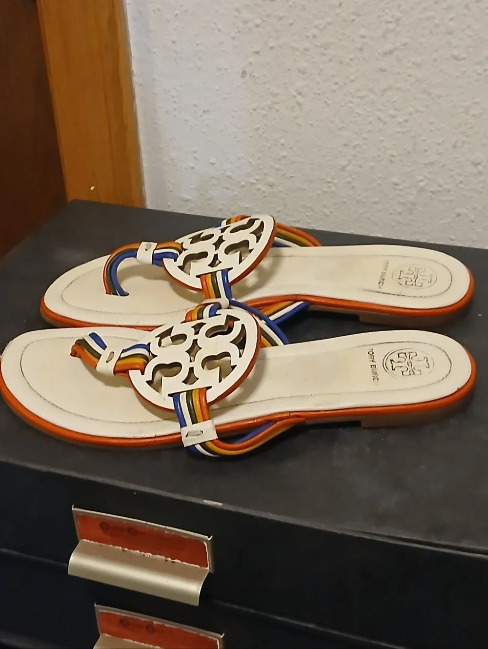 Tory Burch Miller Multicolor Logo Thong Sandals Estimated Size 6